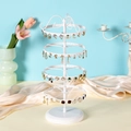 White 4-tier rotating metal jewelry stand with 130 holes for earring storage and display - 4 Layers White 170 Holes