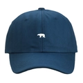Détail de la broderie ours polaire blanc sur casquette de baseball en coton bleu marine - Bleu Marine