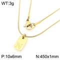 18K vergulde roestvrijstalen slangenketting met vierkante hanger met de letter N - Gouden Letter N (KN293440-Z)