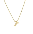 Classic 18k gold plated T letter necklace pendant with micro-pave cubic zirconia - Letter T