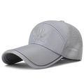 Grey quick-dry mesh baseball cap for men with reflective strip and 3D embroidery - Adjustable / Gray