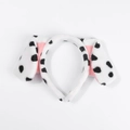 Dalmatian spotted faux fur headband featuring plush ears with soft pink inner lining - Plush Dalmatian Headband