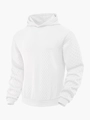 Detailopname van de witte jacquard geweven stof op een herenhoodie met capuchon - S / Wit