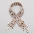 Ethnic style woven wide bag strap with pink and grey diamond patterns and gold buckles - No. 491 Silver Hook