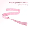 Pink yoga stretch strap with 8 loops and printed workout poses for kids and adults - Pose-printed Pink 8 Grids