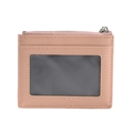 Pink ultra-slim wallet with zipper compartment and transparent ID window - Pink