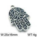 Silberner Hamsa-Hand-Anhänger mit dunkelblauer Emaille und polierter Oberfläche - Stil 1 Stahlfarbe (KLJ5688-Z)