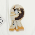 Children's winter cartoon cloud scarf in beige and brown with decorative tassels - Off White