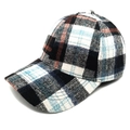 Gorra de béisbol clásica a cuadros para mujer con tela gruesa de otoño e invierno - M (56-58cm) / Azul Blanco Naranja Rojo Cuadros (1#)