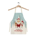 Waterproof Christmas apron featuring Santa Claus and reindeer print with Merry Christmas text - Santa Snowman Reindeer (WQ02-24)