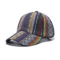 Bohemian style colorful striped woven baseball cap with vintage ethnic pattern - 56cm-60cm / Multicolor Woven Pattern (B)