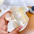 Beige floral acetate hair claw clip with iridescent pearl finish for women - 6.8cm / Yellow