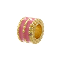 Makroaufnahme der 18K vergoldeten Perle mit rosa Emaille-Streifen für DIY-Schmuck - Gold Rosa Emaille