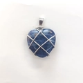Blue heart crystal pendant wrapped in silver wire, stylish gemstone necklace - Blue Sodalite