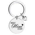 Polished stainless steel keychain with BEST Mimi EVER engraved disc and heart charm - Mimi