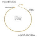 Detail view of a 18k gold plated stainless steel bead necklace with lobster clasp and chain - Bead Chain Style (P856) / 37.5+6cm / Gold