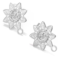 Silver stainless steel rose flower ear stud connectors for DIY jewelry making - 05 Silver (Rose Star)