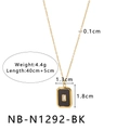 Vergulde halsketting met zwarte rechthoekige hanger en een heldere edelsteen - Rechthoekige Zwarte Onyxstijl (NB-N1292-BK)