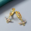 18K gold plated infinity angel wing earrings with colorful zirconia stones - Perforated / Colorful Rhinestone