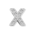 Silver letter X charm with micro-paved white zircons for DIY jewelry design - Letter X - Steel Color