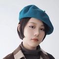 Dicke Wollbarke in tiefem Seeblau, stilvoller französischer Stil für Herbst und Winter - M / Vintage-Blau