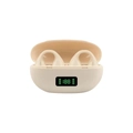 Beige T7500 clip-on open-ear wireless headphones with digital charging case display - Nude (Digital Display)