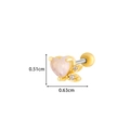 Orecchino a perno con cuore rosa in oro con zirconi laterali e chiusura a vite sicura - Foglie Cuore (3#) / Giallo Oro