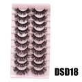 10 pairs of dense curly black false eyelashes on a pink tray, model DSD18 - DSD18 (Pink)