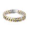 Bracciale a catena cubana da 12mm in acciaio inossidabile 316L bicolore argento e oro - 22cm / Oro e Argento Lucido