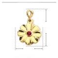 Detaillierte Maße des goldenen Blumenanhängers mit lila Strass aus Edelstahl - YF276-Rote Edelstein Blume