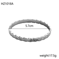 Silver stainless steel open bangle with quilted pattern finish, model HZ1018A - Inner Diameter 5.7cm Width 0.6cm / Silver (Quilted)