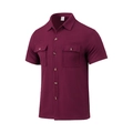 Dettaglio del tessuto a nido d'ape e tasche sul petto di camicia casual bordeaux - S / Borgogna