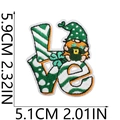 Macro detail of LOVE embroidered patch showing clover gnome and exact 5.9cm height - No.6/LOVE Gnome