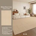 Modern plaid area rug in wheat beige Farman velvet with waterproof and non-slip backing - Wheat Color