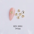Macro detail of 5x5mm golden hollow heart nail art charms with beaded metal texture - Beaded Relief Heart Style (MZH-8004) / 50 Pieces / Gold