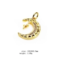 Golden crescent moon and star charm pendant with micro-pave cubic zirconia inlay - Crescent Moon Star (6#)