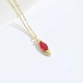 Elegante collana dorata con pietra marquise rossa e accenti incastonati di diamanti - Zirconia Rossa (XL3206)