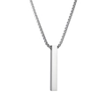 Minimalist silver rectangular column pendant necklace in polished stainless steel - Square Pearl Chain 60CM / Steel