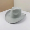 Silver sequin cowboy hat with wide upturned brim for parties and festive events - Adjustable M / Silver