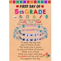 Colorful crystal beaded Back to School bracelet set with MINI and MAMA heart letter beads - 5th Grade Card