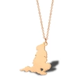 Rose gold Great Britain map necklace with a tiny hollow heart pendant for women - UK - Rose Gold