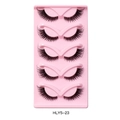 Five pairs of cat-eye false eyelashes with a clear band and dense cross pattern HLY5-23 - HLY5-23