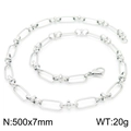 Collana a catena in acciaio inossidabile argento con maglie rettangolari e nodo 500x7mm - Argento 500x7mm(KN228498-Z)