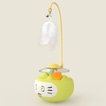 Juguete tentempié para gatos con vara amarilla, plumas blancas y base verde interactiva - Verde Claro