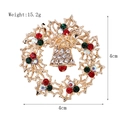 Christmas wreath brooch with gold bell, red and green rhinestones, 4cm diameter - xz4587 Rhinestone Bell Wreath