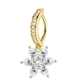Golden sun moon belly button ring with clear cubic zirconia flower pendant for women - Hexagon Drill Style (Gold)