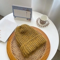 Thick mustard yellow knit beanie hat with chunky roll-up brim for a cozy winter vibe - M(56-58cm) / Ginger Yellow
