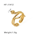 Minimalist 18k gold plated stainless steel snake ring with adjustable spiral scale design - Spiral Coiled Snake Style (HF-J1412)