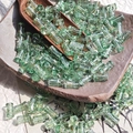 Green transparent bamboo glass beads for DIY jewelry making in ceramic tray - Transparent Cyan (Brushed 6x12mm)