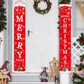 Rote Weihnachts-Türbanner mit Weihnachtsmann- und Schneemann-Motiven für die Haustür - Weihnachtsbuchstaben Stil (A-S25)